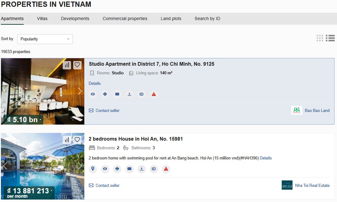 Property with Priority+, list view