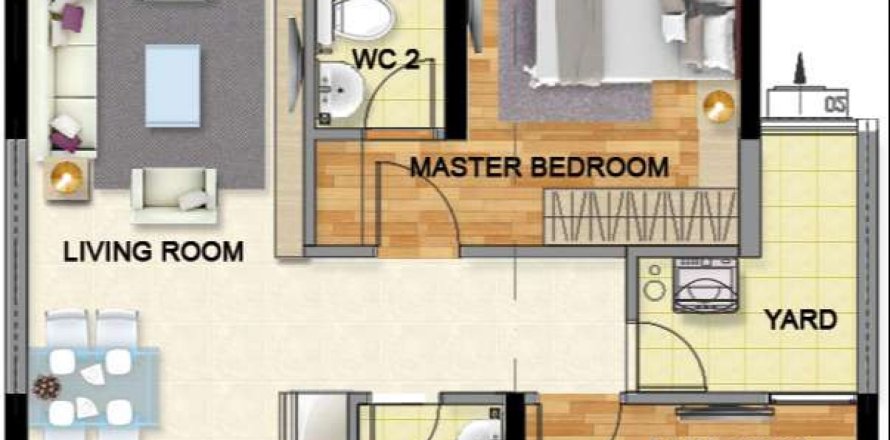 Квартира с 2 спальнями в Хошимин ,  № 26814